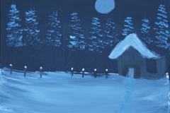 Nighttime-Winter-Cabin